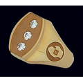 Corporate Fashion 10k Gold Men's Ring W/ 3 Gemstones in Oval Face